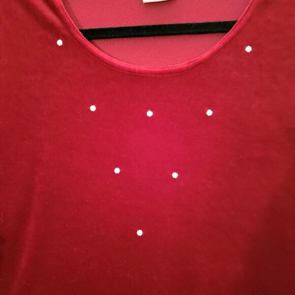 VTG Salon Studio Womens Top Pull Over 2XL Long Sleeve Rhinestone Accents Red USA - Picture 4 of 11